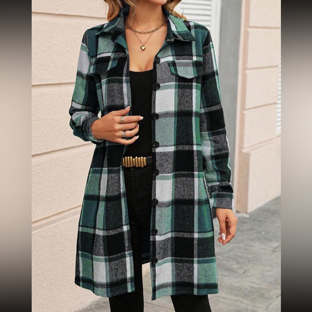 Boho plaid button down jacket - Picture 5 of 5